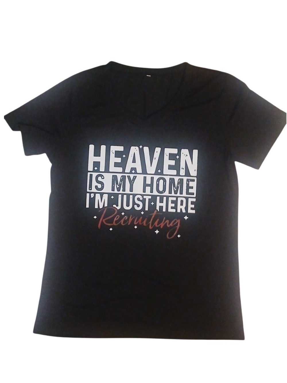 Access - Black Tee Shirt W/ Christian Print, Short Sleeve, V-Neck, Size Small - Picture 3 of 8